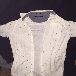 Carbon White Sea anchored print button down